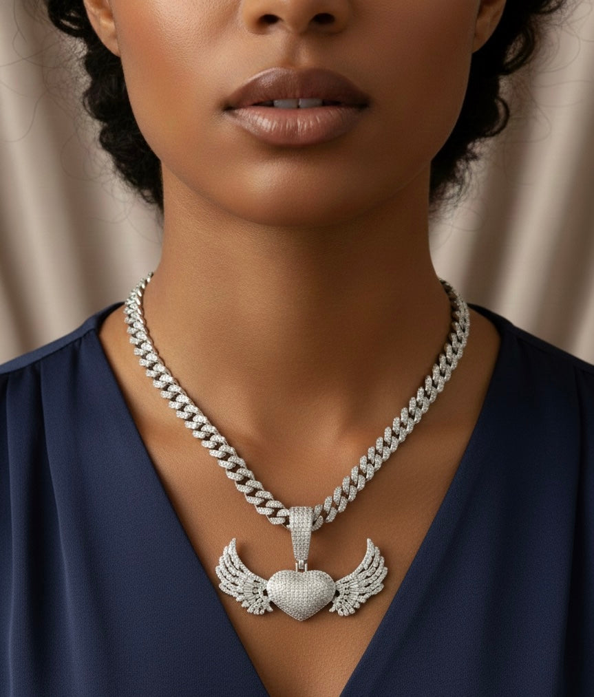 Flying Heart Moissanite Pendant