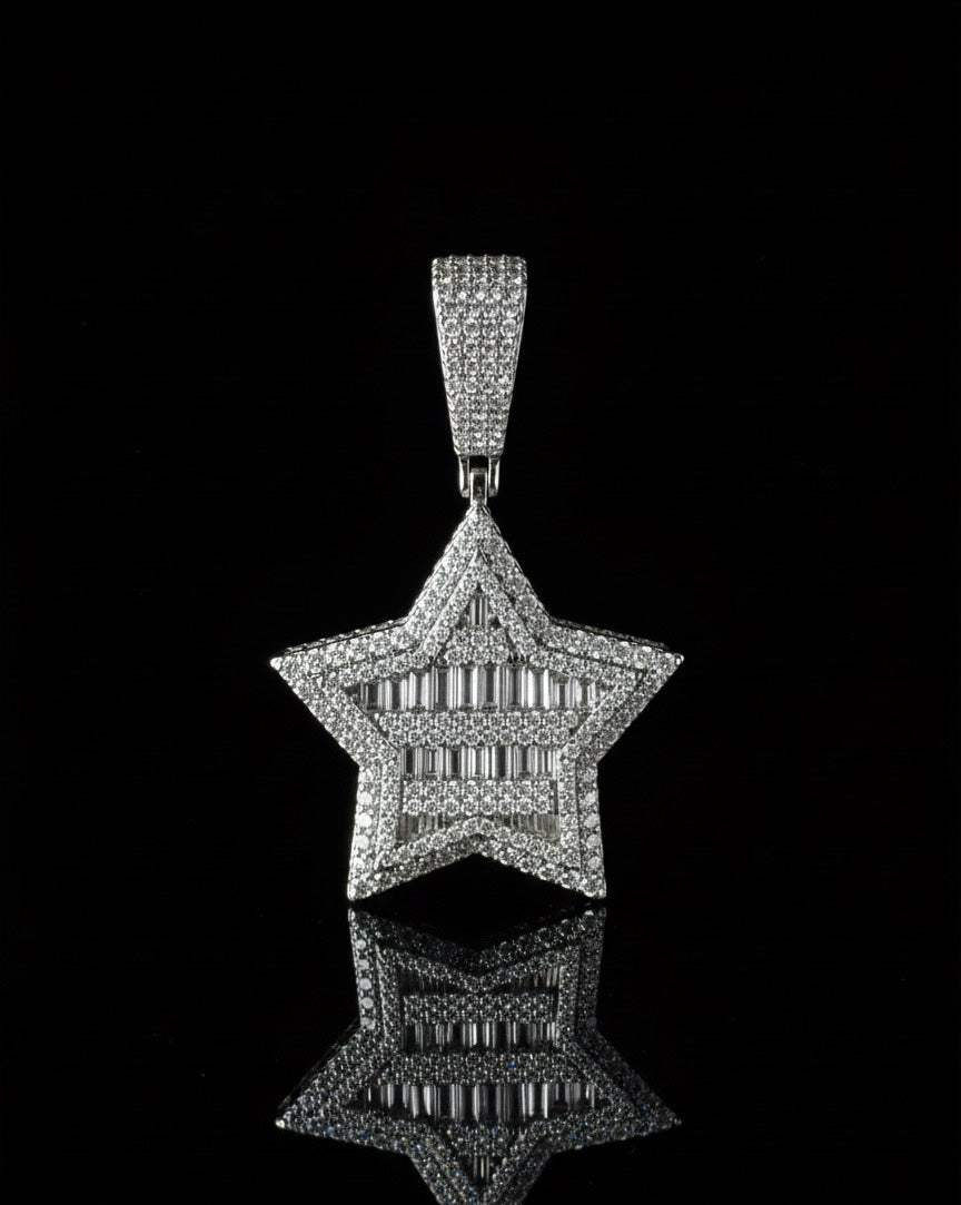 Baguette 5 Point Star Moissanite Pendant at