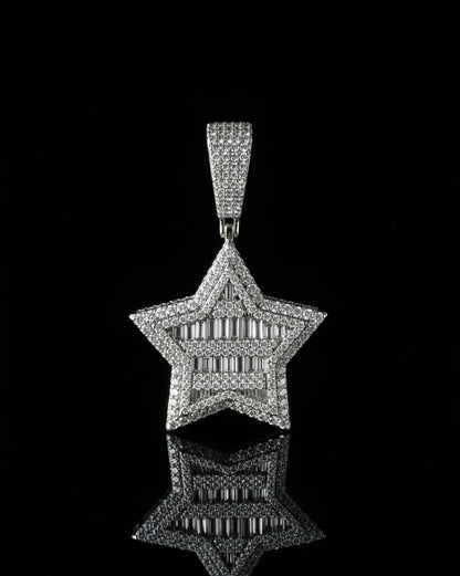 Baguette 5 Point Star Moissanite Pendant at