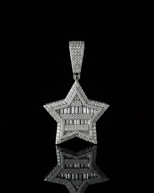 Baguette 5 Point Star Moissanite Pendant at