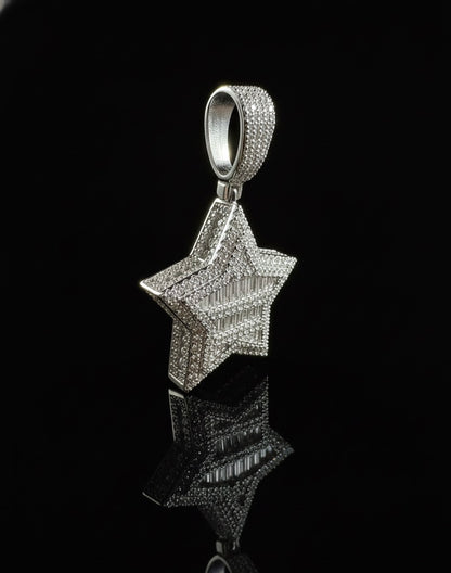 Baguette 5 Point Star Moissanite Pendant at