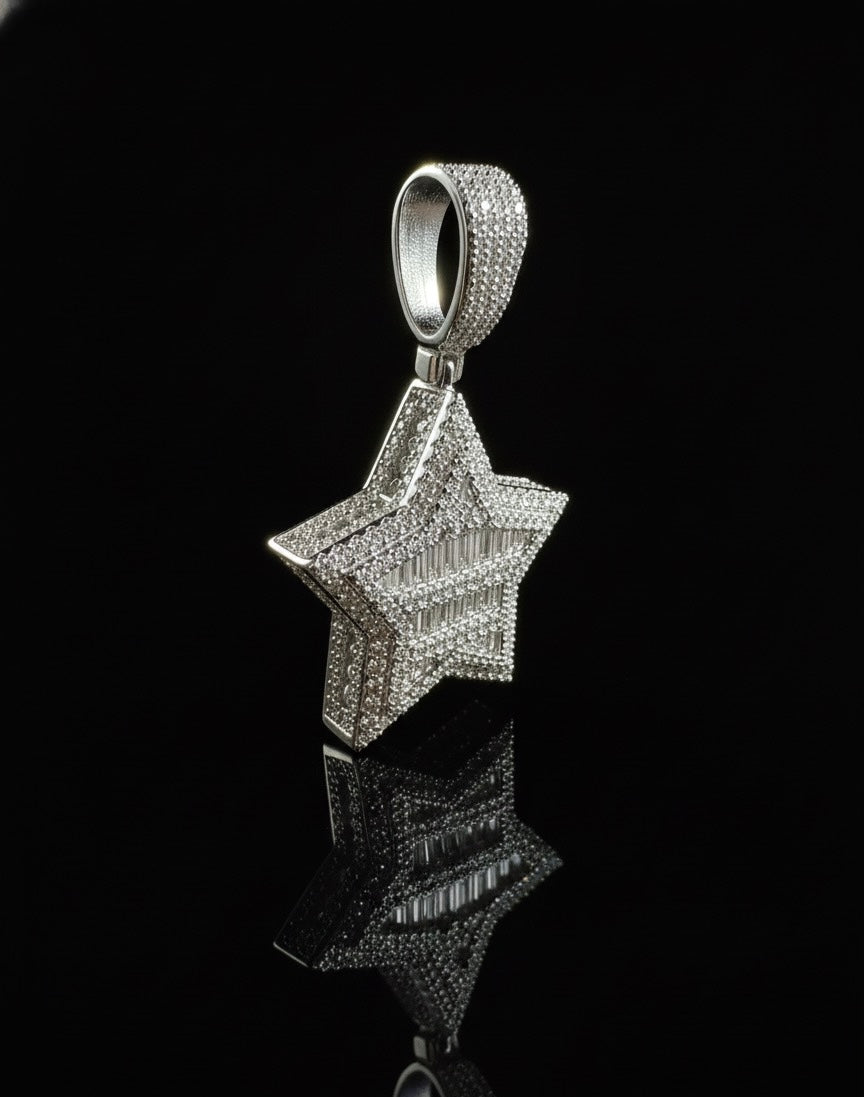 Baguette 5 Point Star Moissanite Pendant at