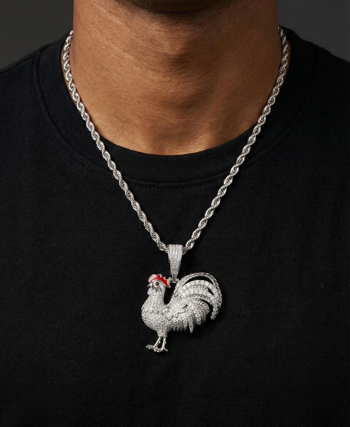 Moissanite Rooster Pendant