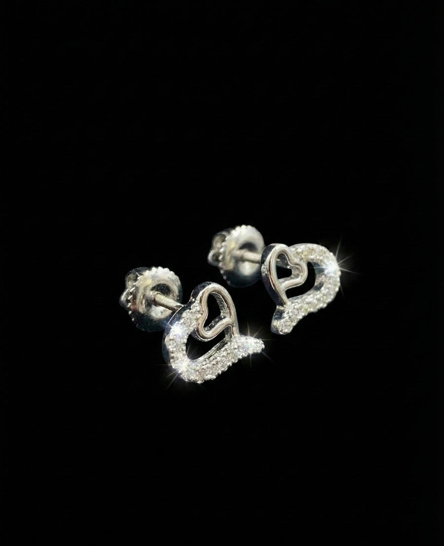 Open Double Heart Moissanite Earrings