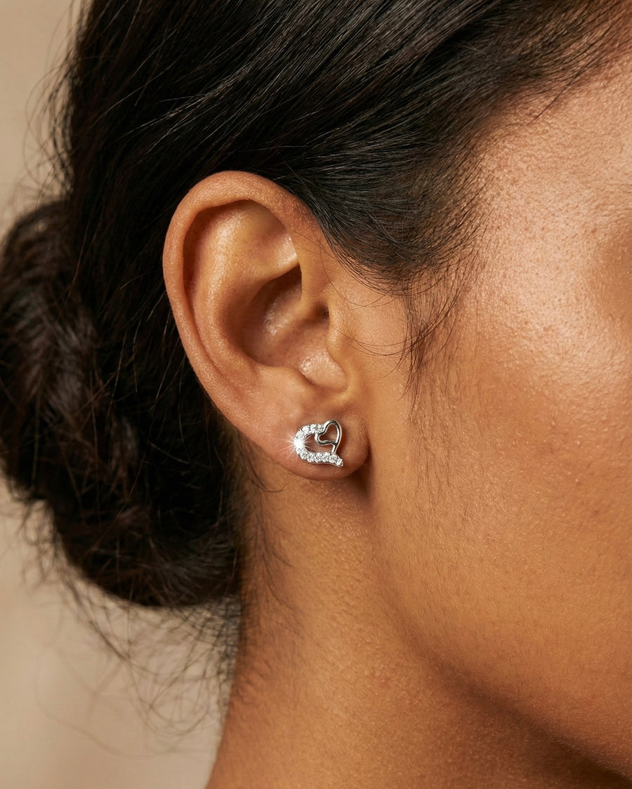 Open Double Heart Moissanite Earrings