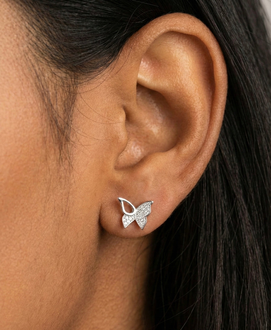 Moissanite Open Wings Butterfly Earrings