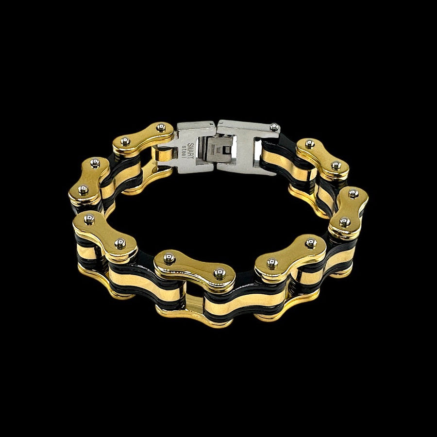 Bike Link Bracelet in 18K yellow Gold and Black