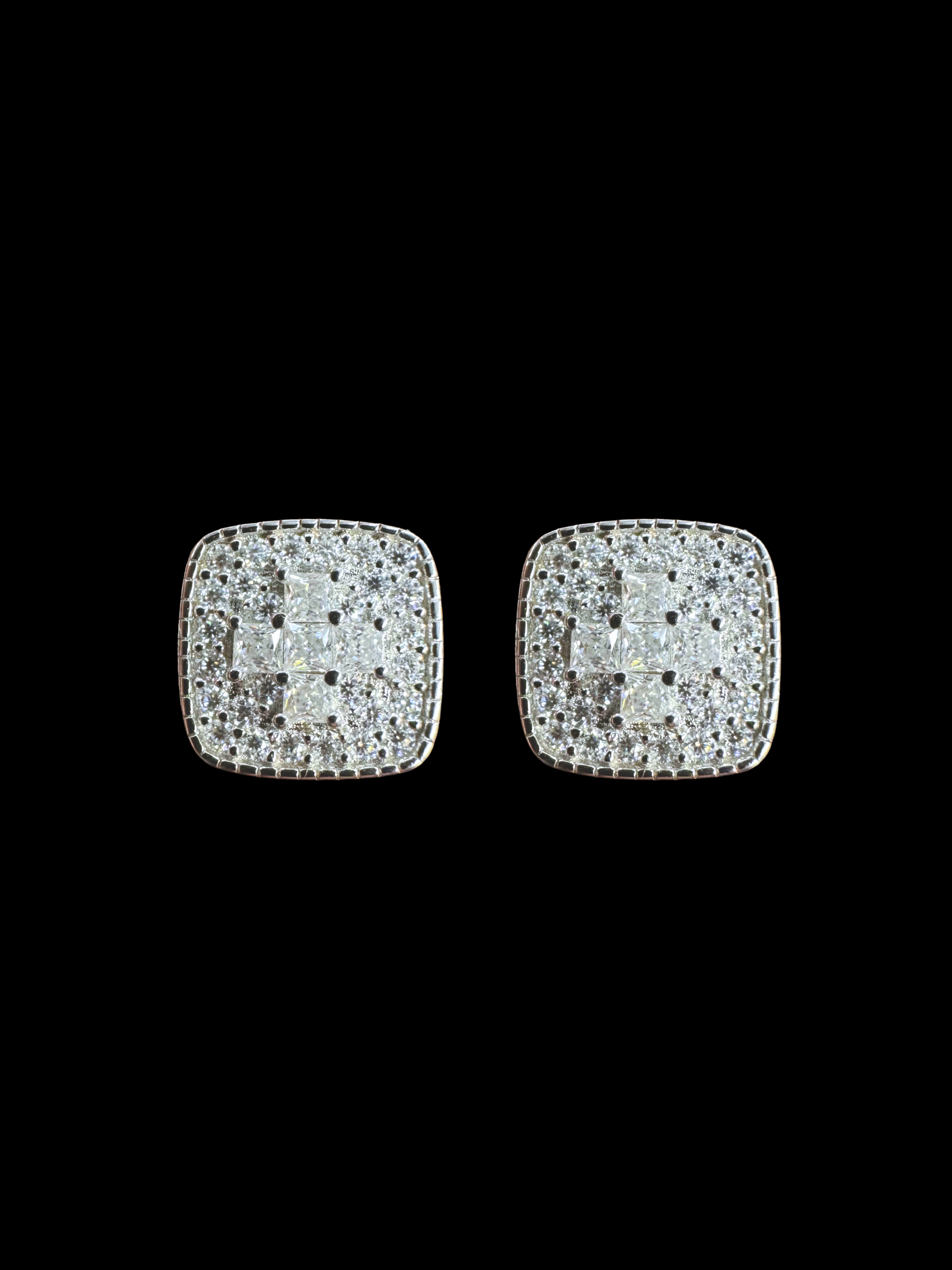Moissanite and 925 Sterling Silver Square Earrings