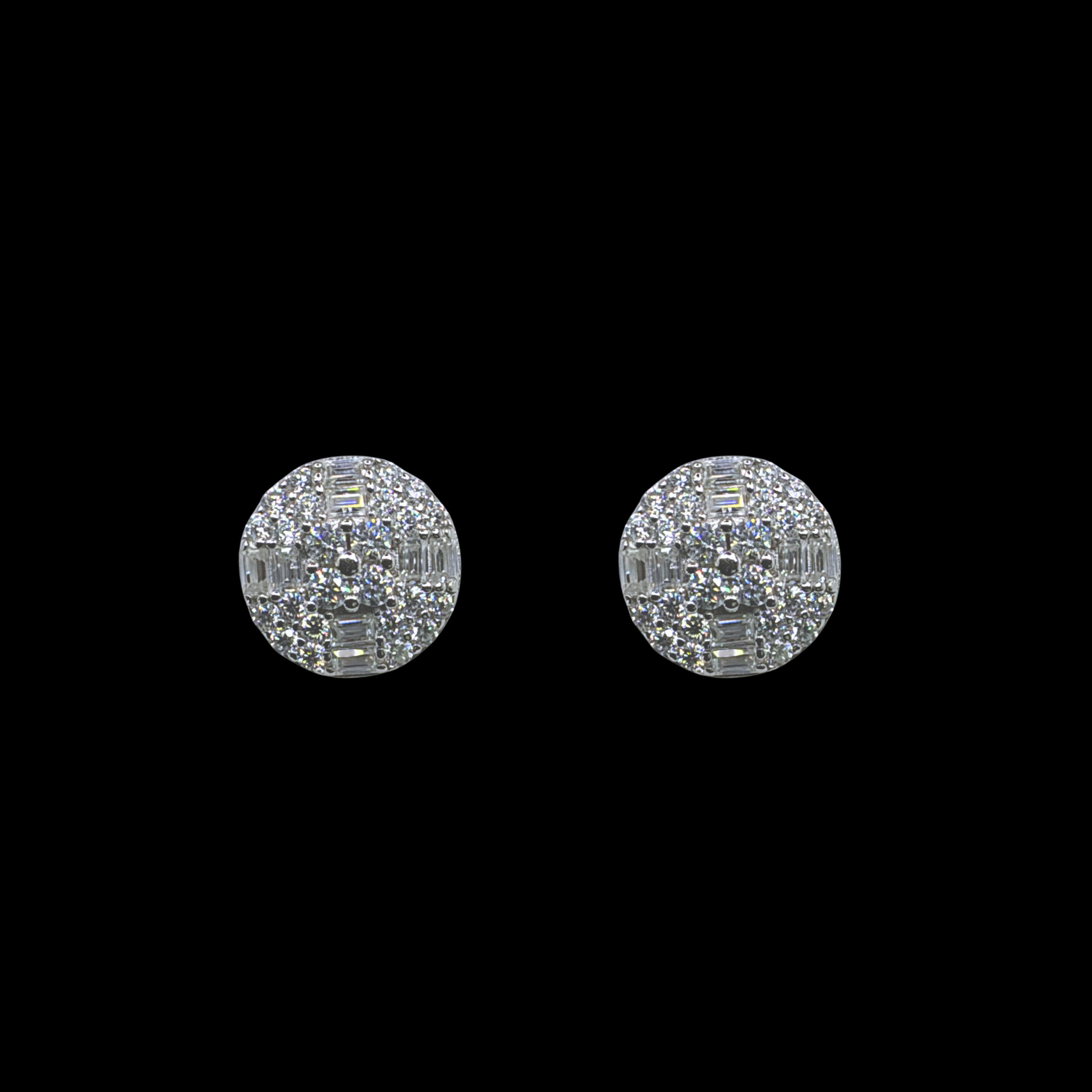 Moissanite and 925 Sterling Silver Circle Round Stud Earrings