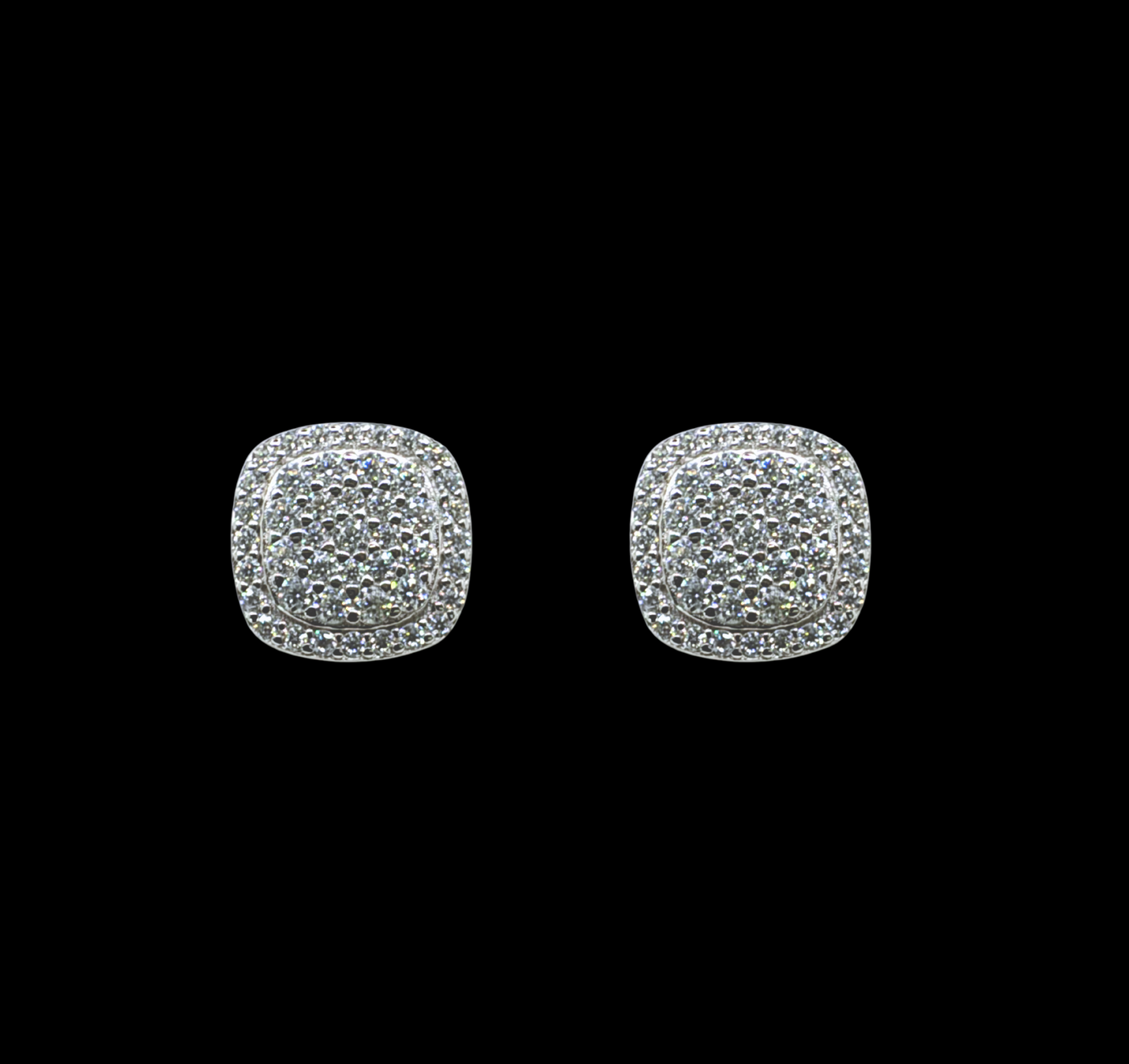 Moissanite and 925 Sterling Silver Square Stud Earrings
