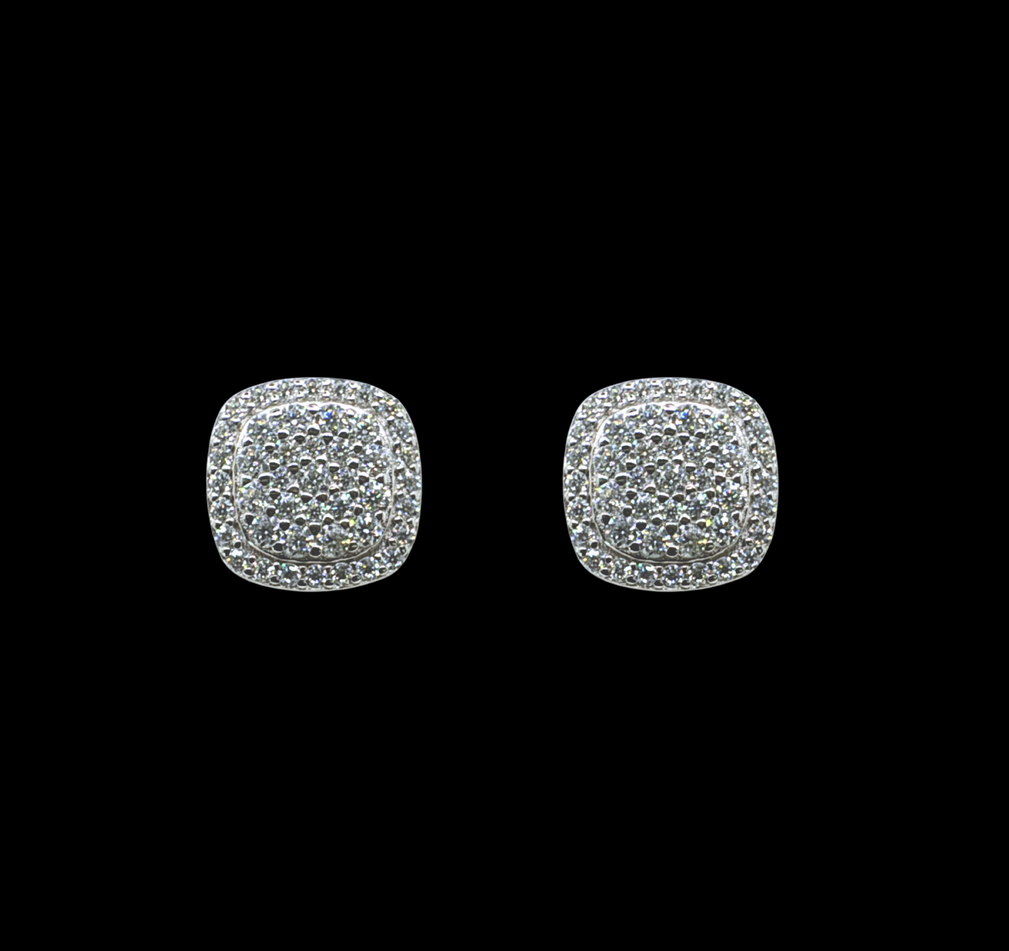 Cluster Square Moissanite Earrings