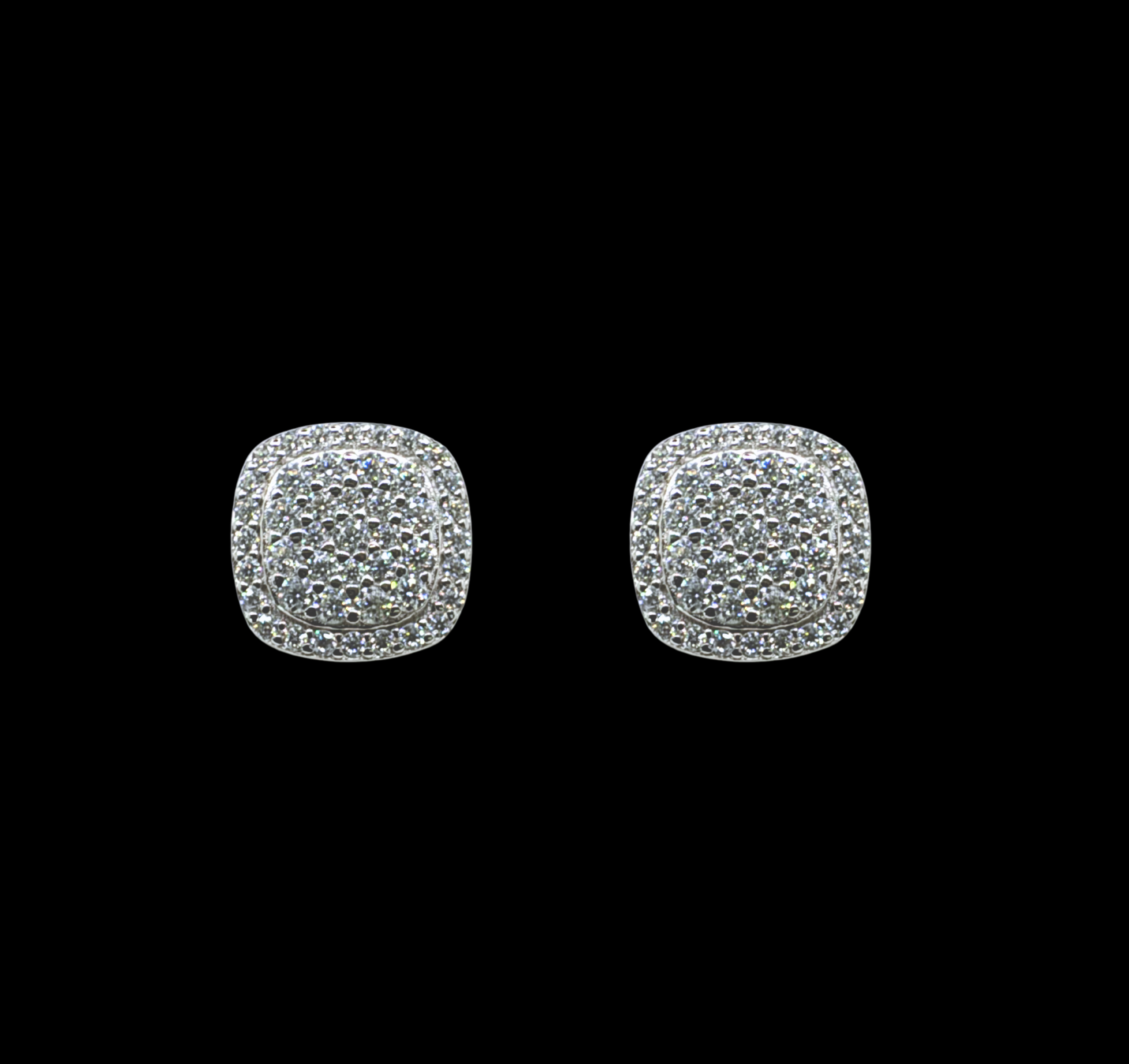 Moissanite and 925 Sterling Silver Square Stud Earrings