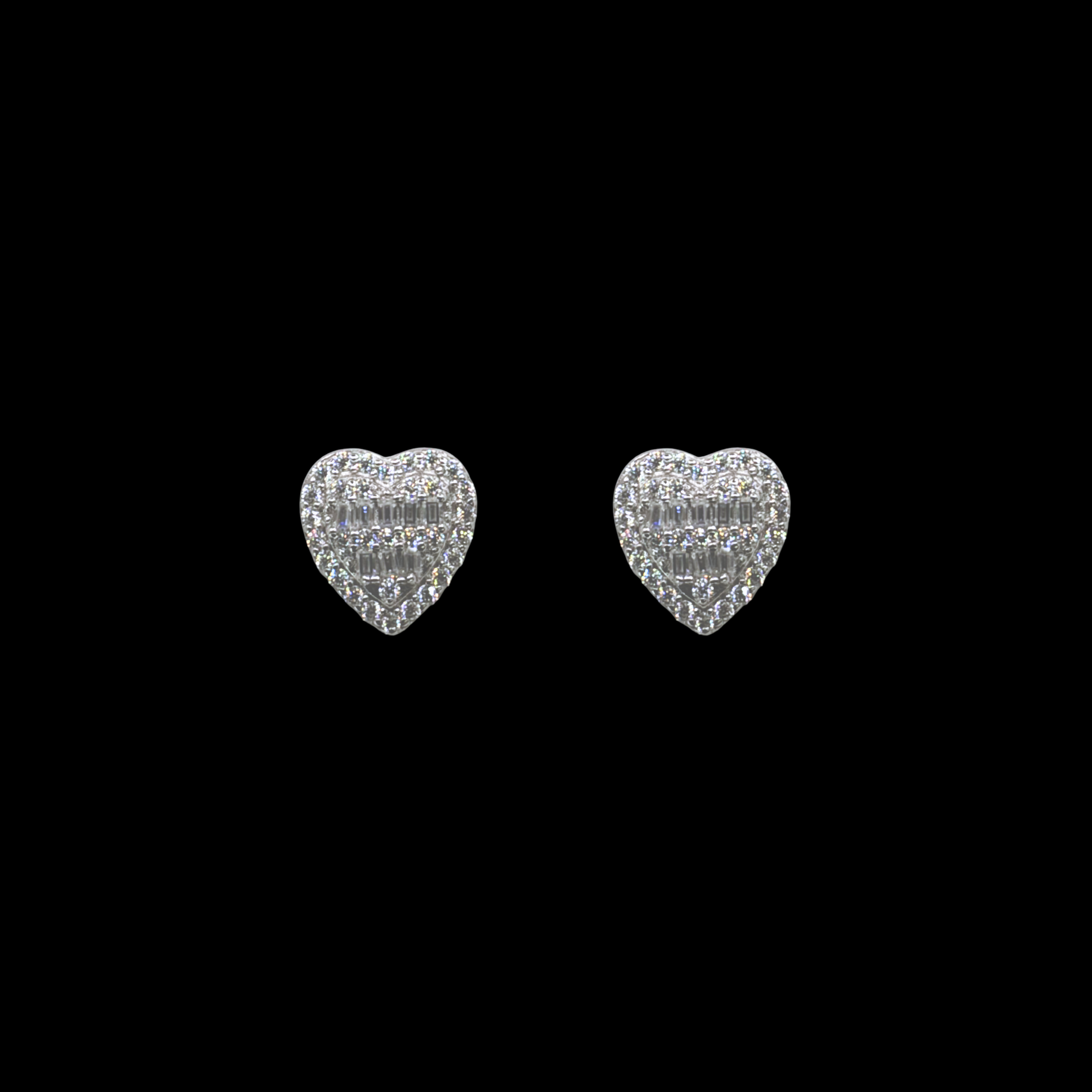 925 sterling Silver and Moissanite Heart Earrings