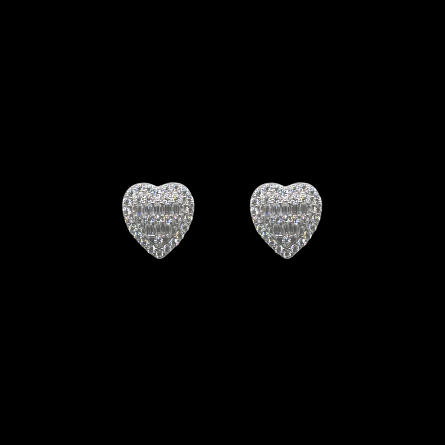 925 sterling Silver and Moissanite Heart Earrings