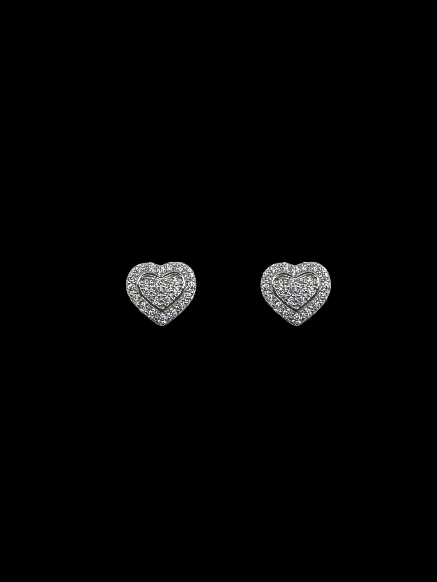925 Sterling Silver and Moissanite Heart Stud Earrings