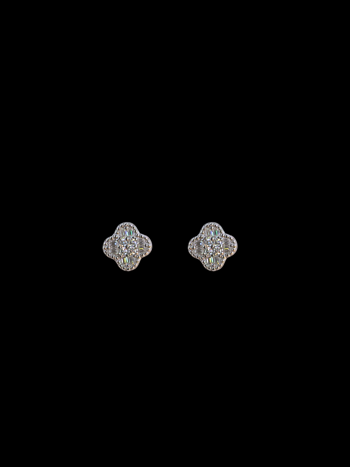 925 Sterling Silver and Moissanite Clover Leaf Stud Earrings