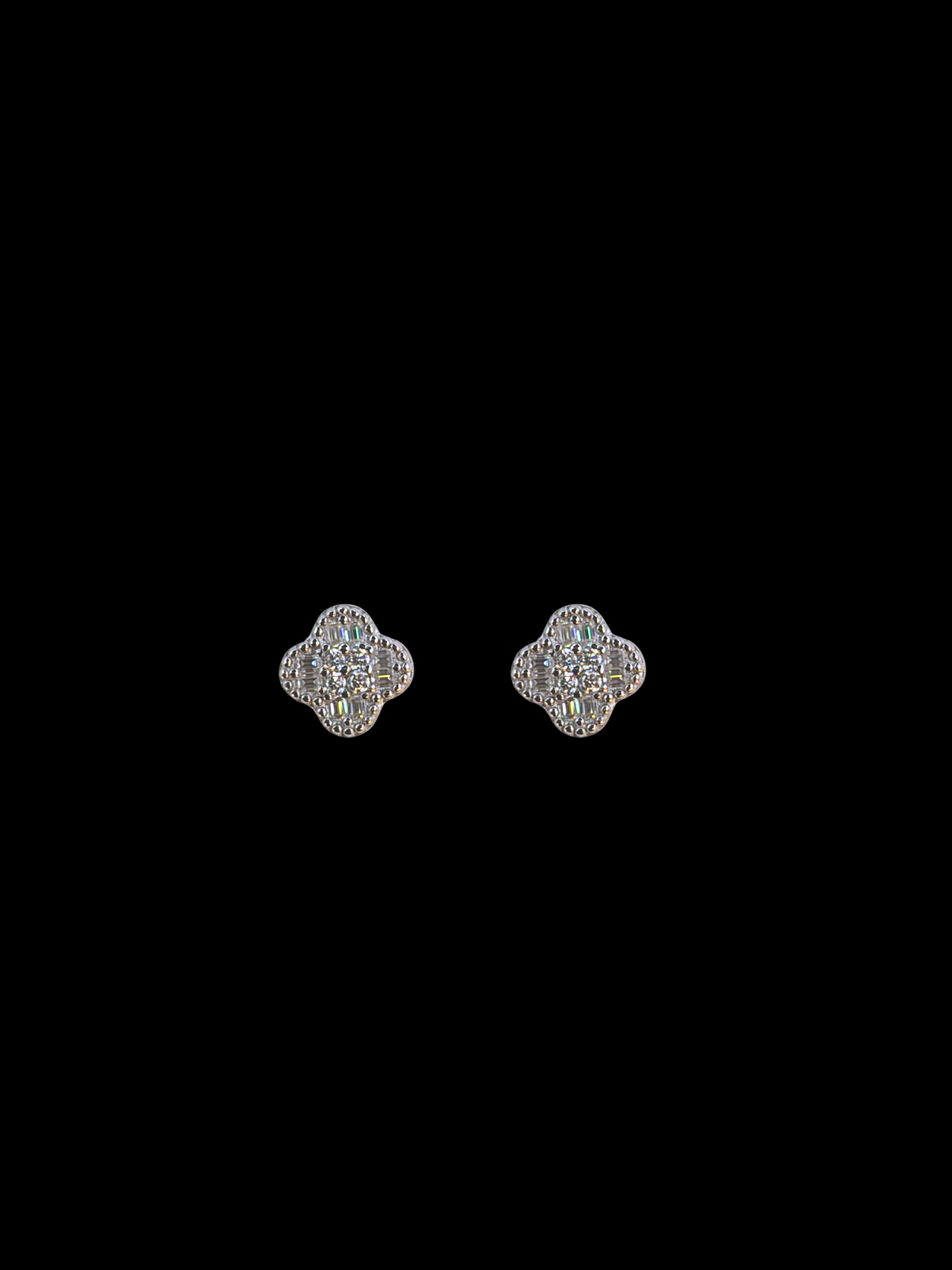 925 Sterling Silver and Moissanite Clover Leaf Stud Earrings