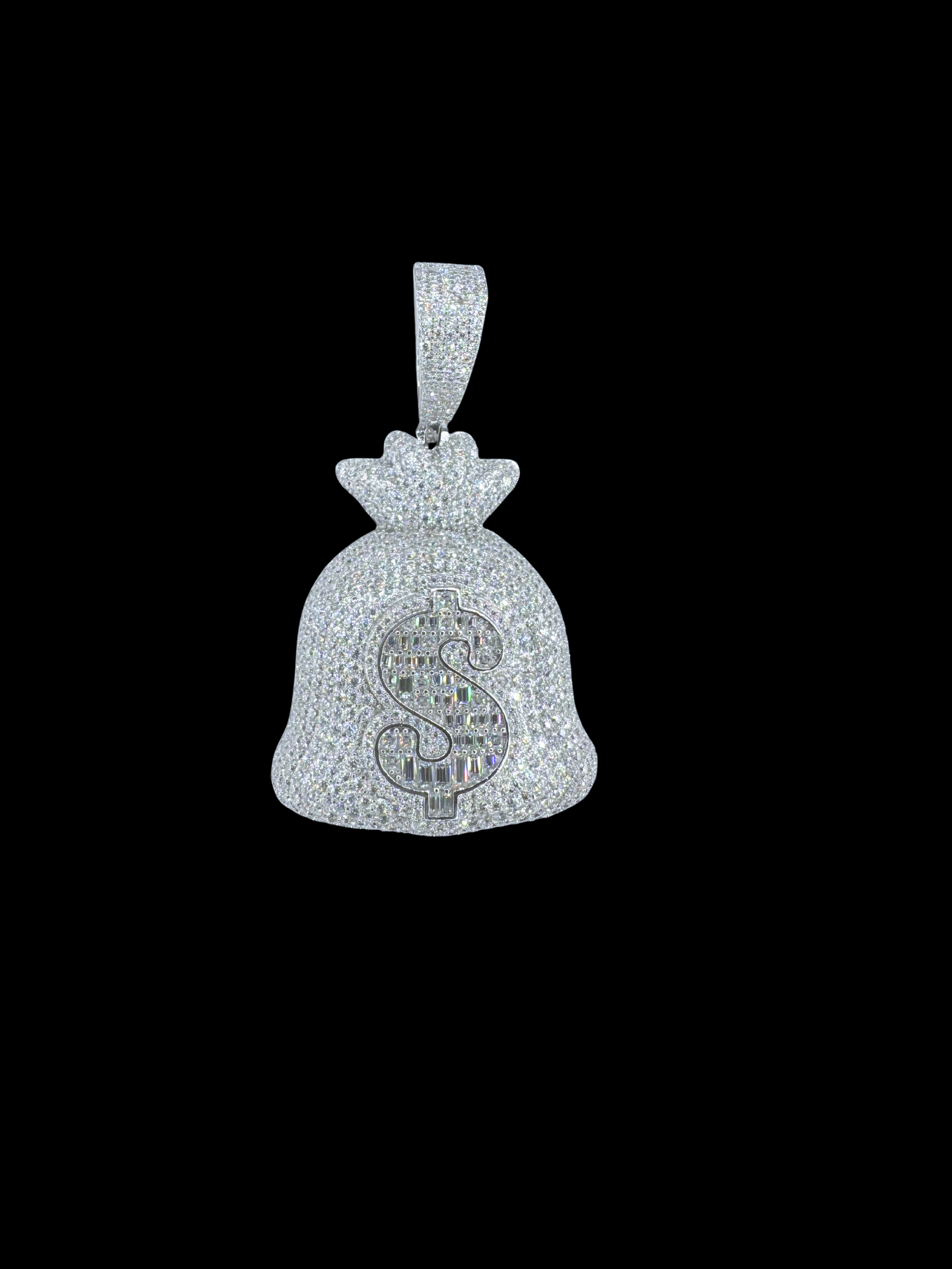 Moissanite in 925 Sterling Silver Money Bag Pendant