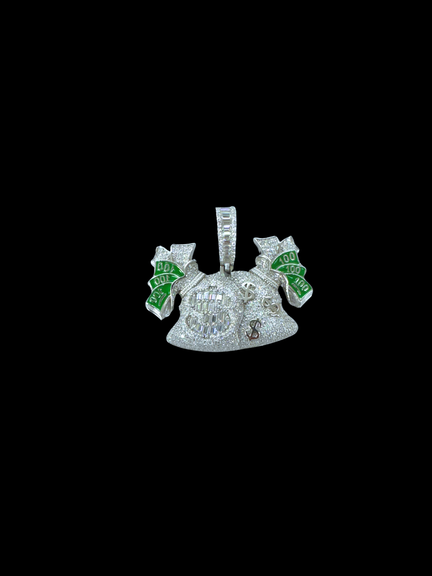 Moissanite in 925 Sterling Silver Money Bag Pendant
