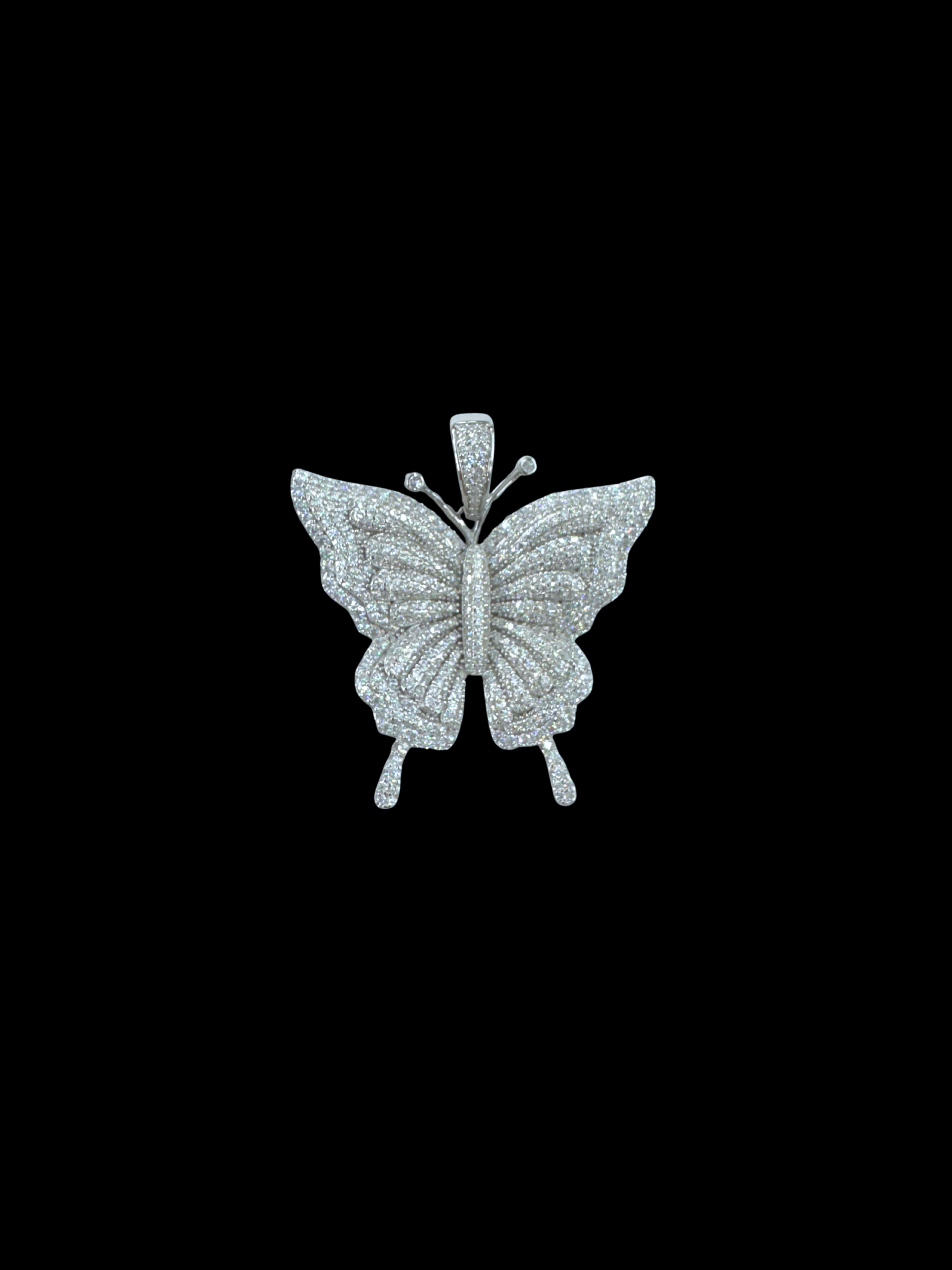 Moissanite in 925 Sterling Silver Butterfly Pendant