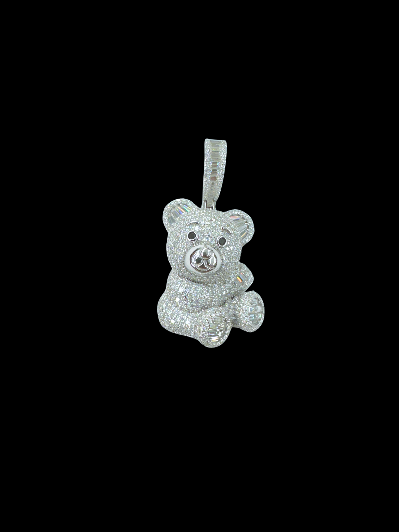 Moissanite in 925 Sterling Silver Bear Pendant