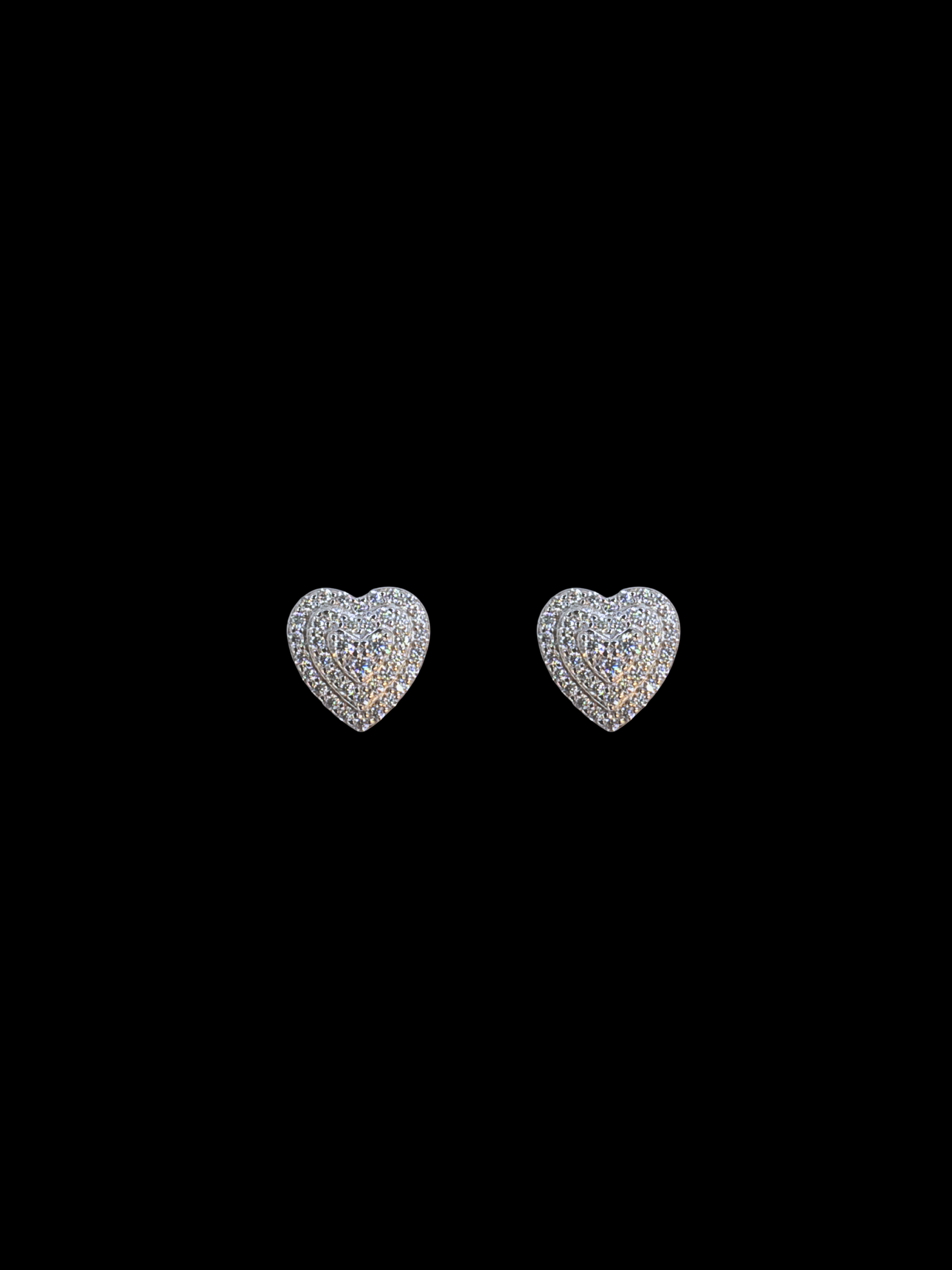 925 Sterling Silver and Moissanite Heart Stud Earrings