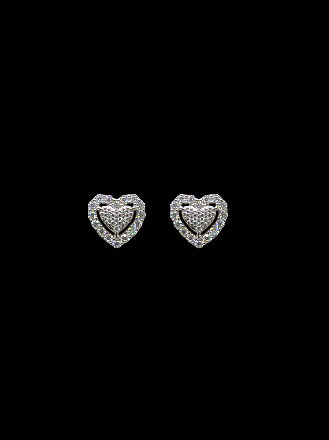 925 Sterling Silver and Moissanite Heart Stud Earrings
