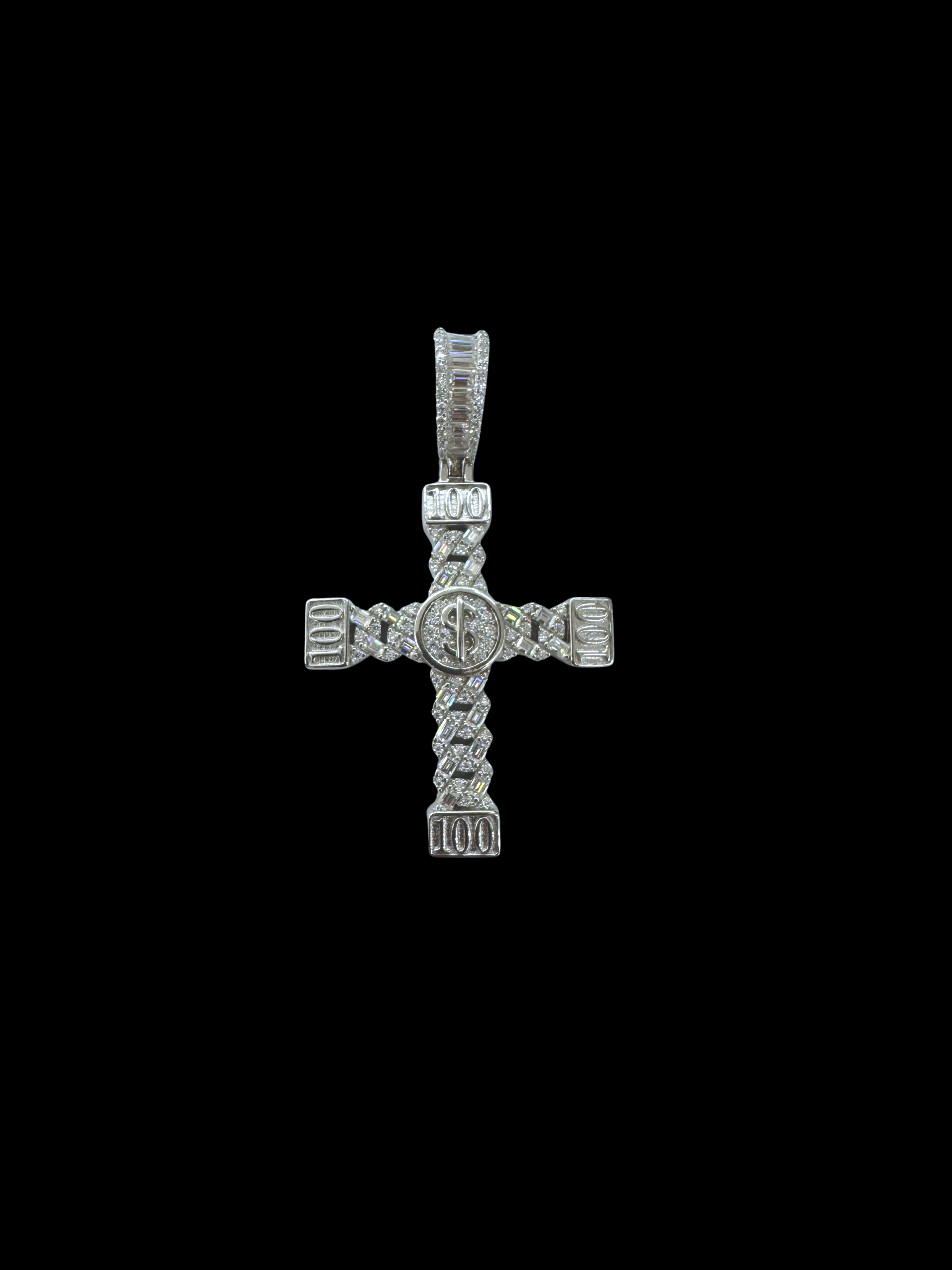 Moissanite in 925 Sterling Silver Cross Pendant
