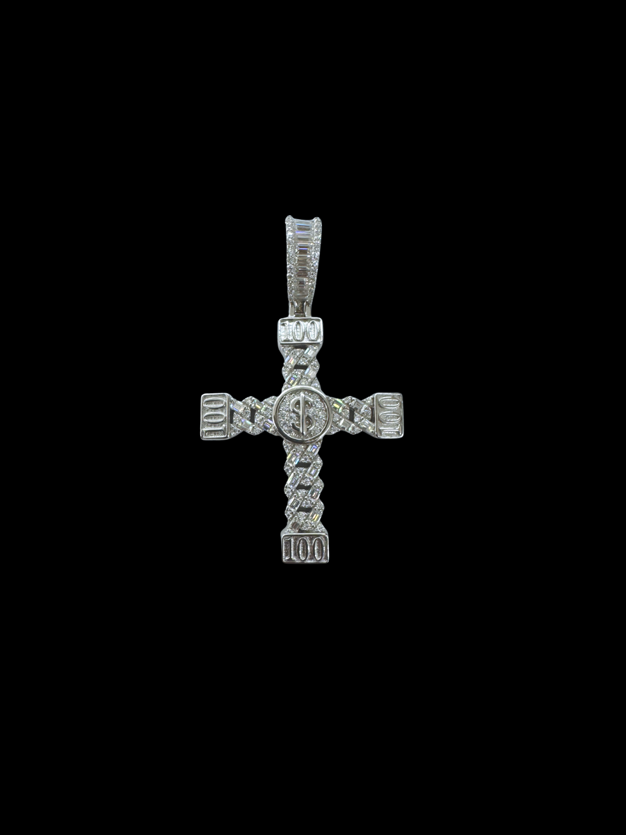 Moissanite in 925 Sterling Silver Cross Pendant