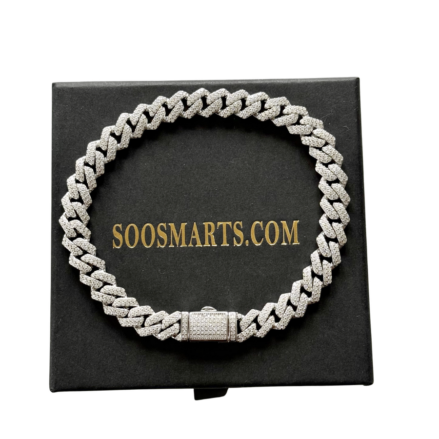 Moissanite in 925 Sterling Silver 8.5mm Miami Cuban Bracelet