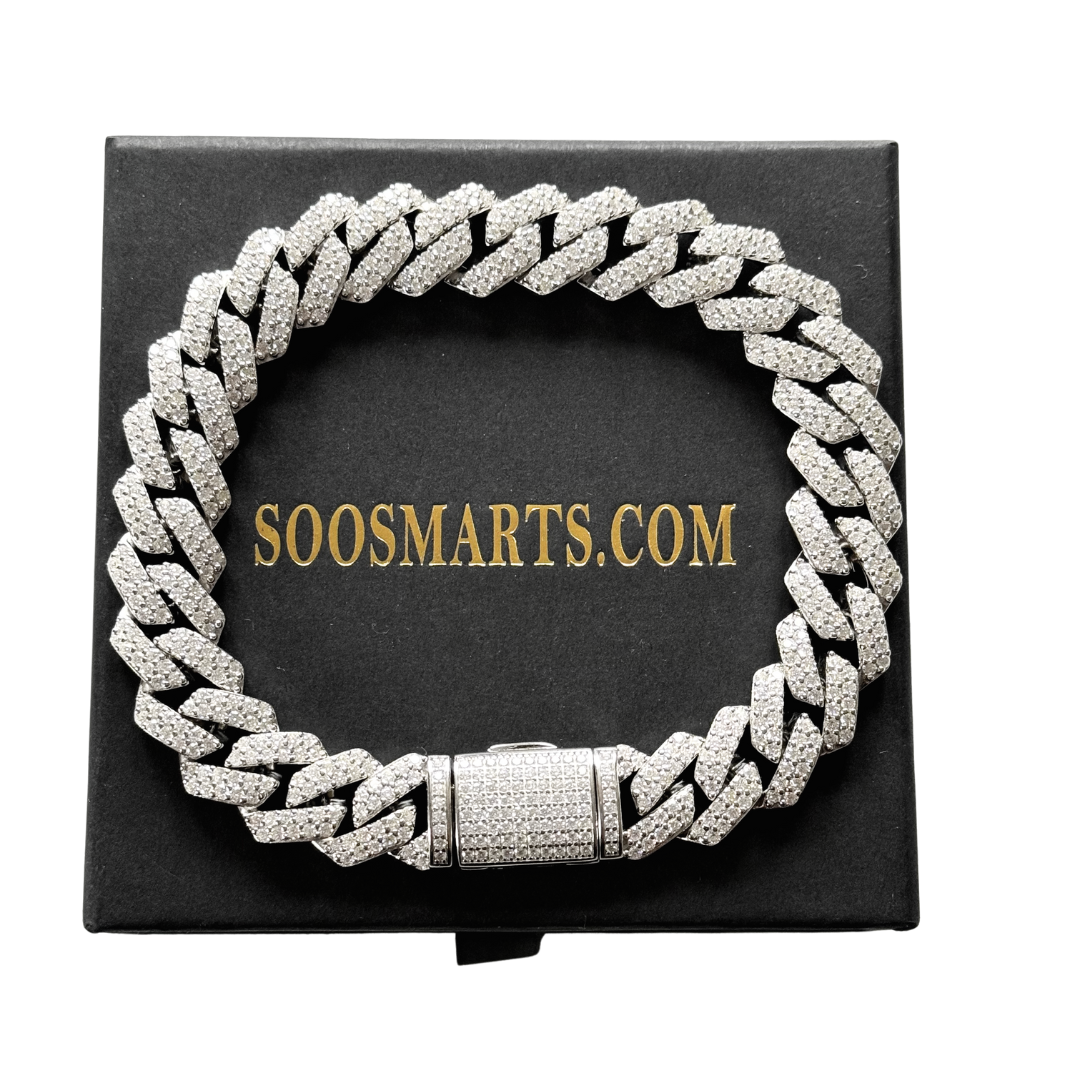 12MM Moissanite Diamonds Cuban Bracelet