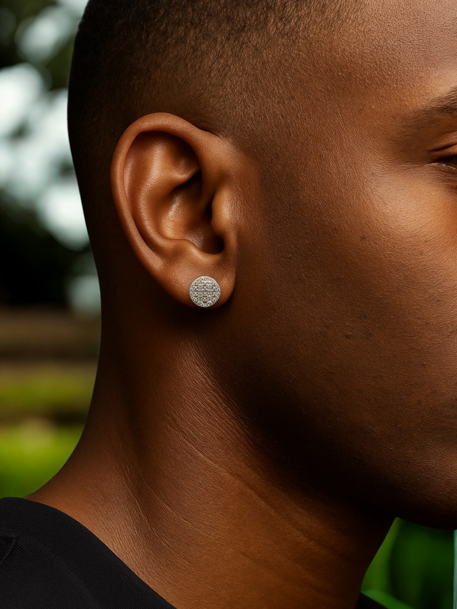 Princess Cuts Round Stud Earrings