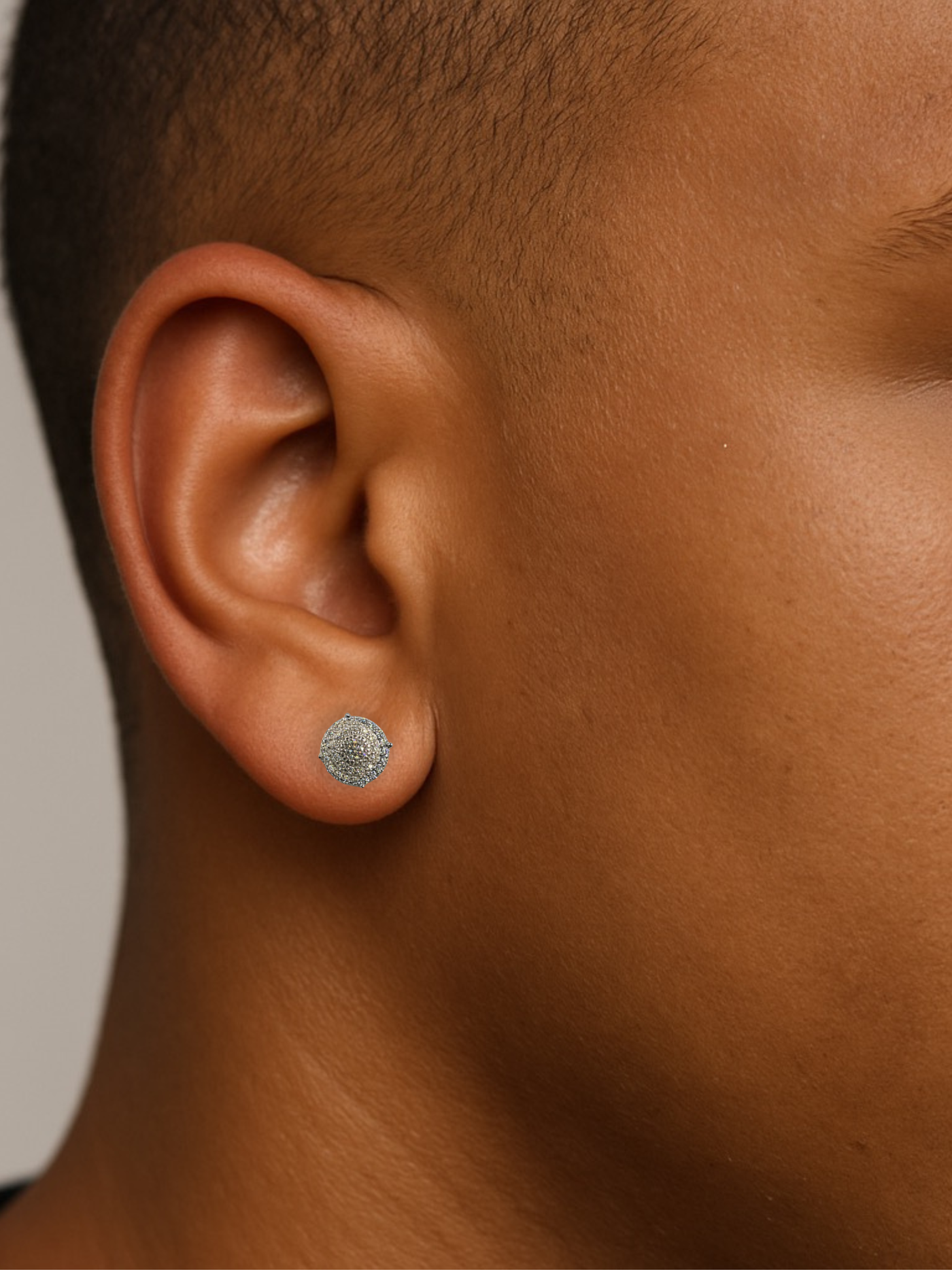 Moissanite in 18K White Gold Over Sterling Silver Stepped Circle Stud Earrings