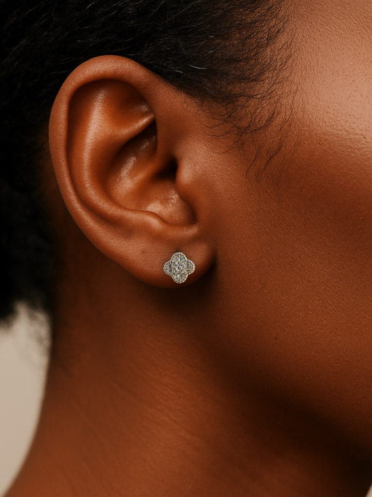 Moissanite Clover Stud Earrings