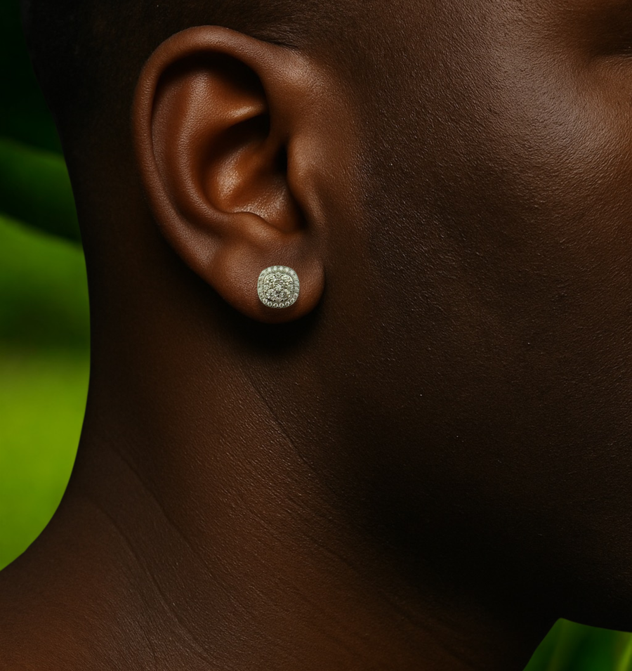 Rounded Square Cluster Earrings