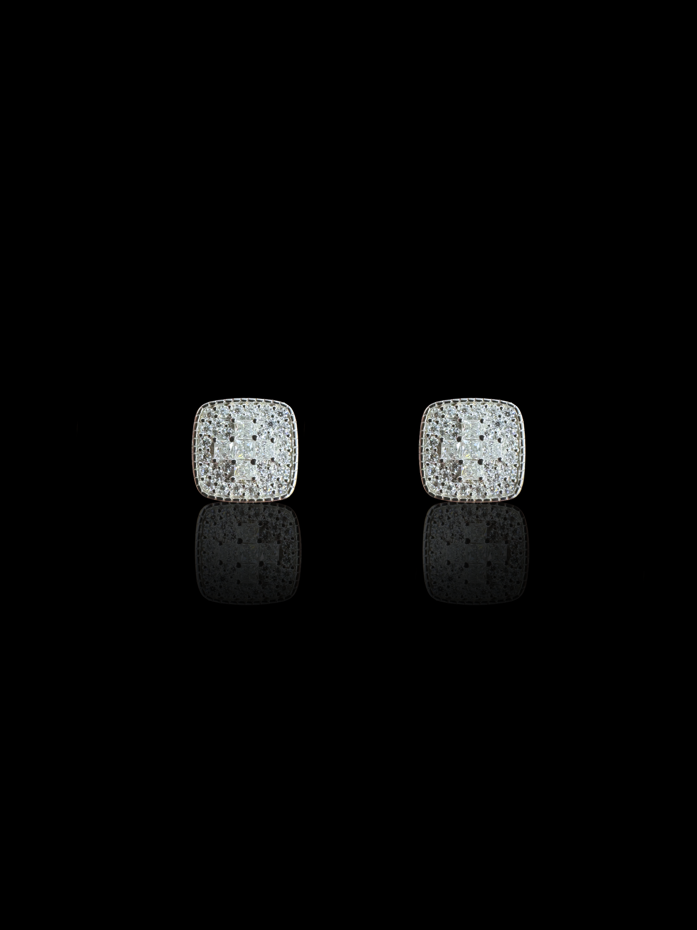 Square With Cross Moissanite Earrings