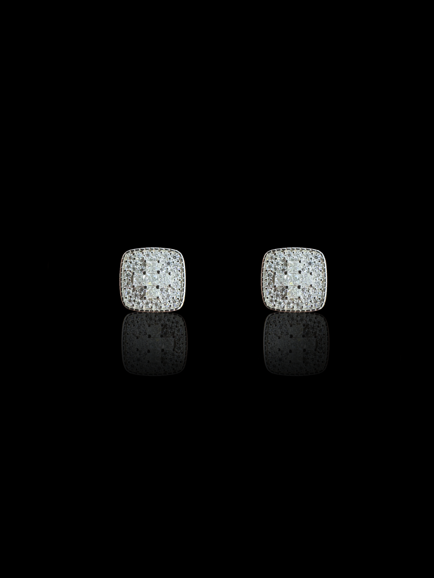 Square With Cross Moissanite Earrings