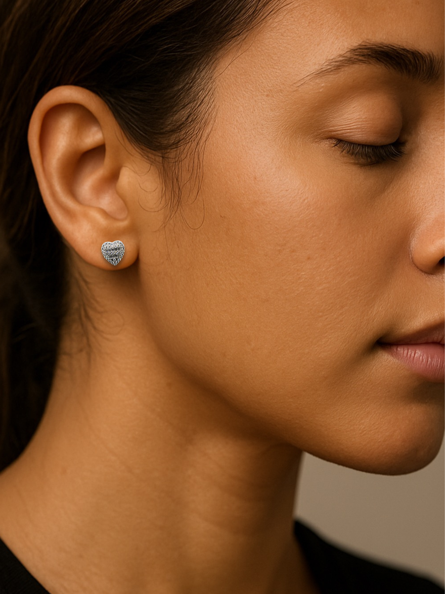 Baguette Heart Moissanite Earrings