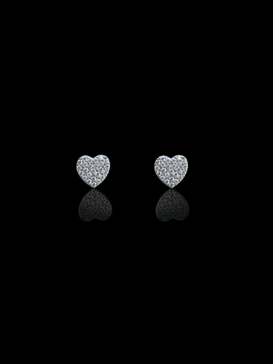 Iced Out Moissanite Flat Heart Stud Earrings