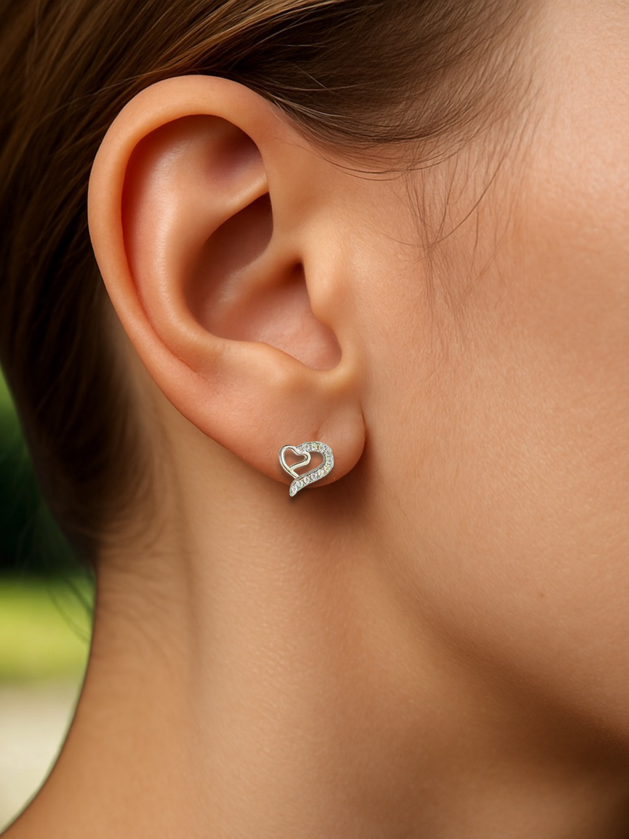 Open Double Heart Moissanite Earrings