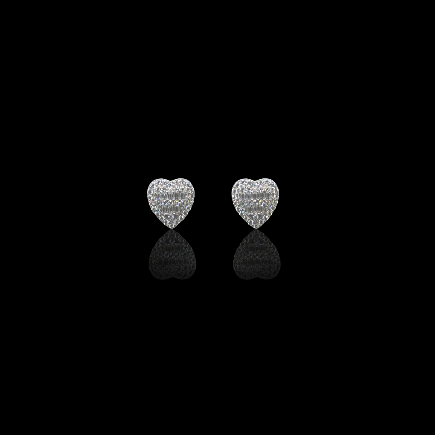 Baguette Heart Moissanite Earrings
