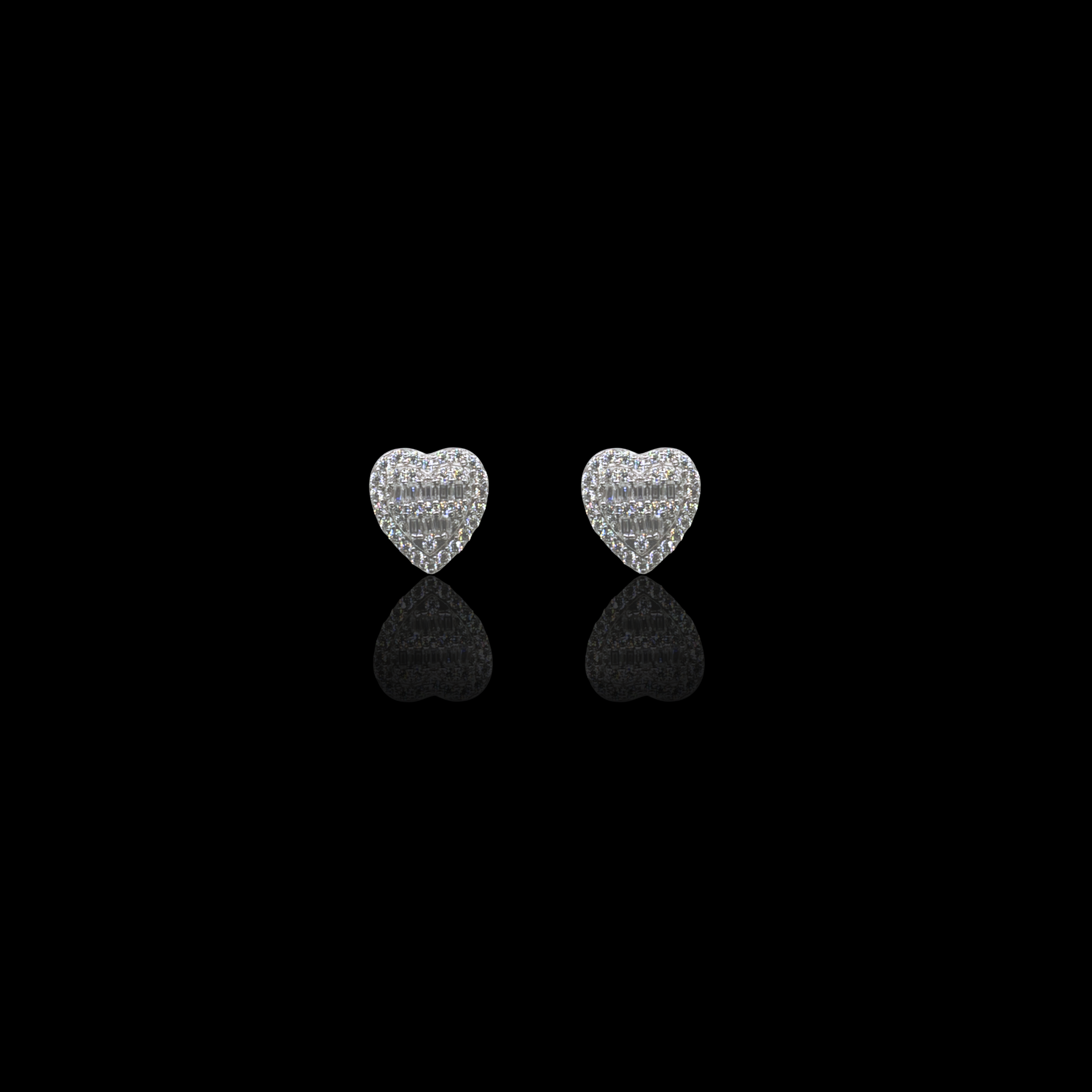 Baguette Heart Moissanite Earrings