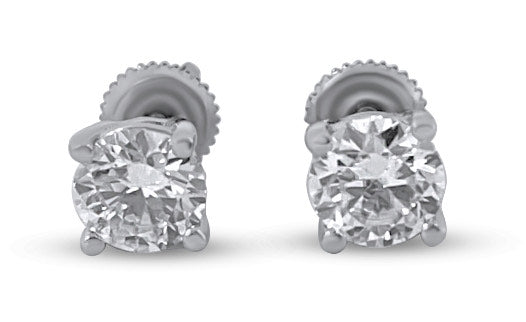 925 Sterling Silver and Moissanite 4mm Solitaire Stud Earrings