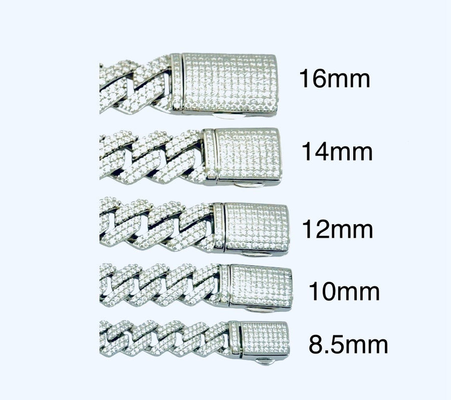 Moissanite in 18K White Gold Over Sterling Silver 8.5MM Miami Cuban Bracelet