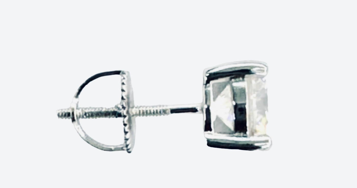 925 Sterling Silver and Moissanite 4mm Solitaire Stud Earrings