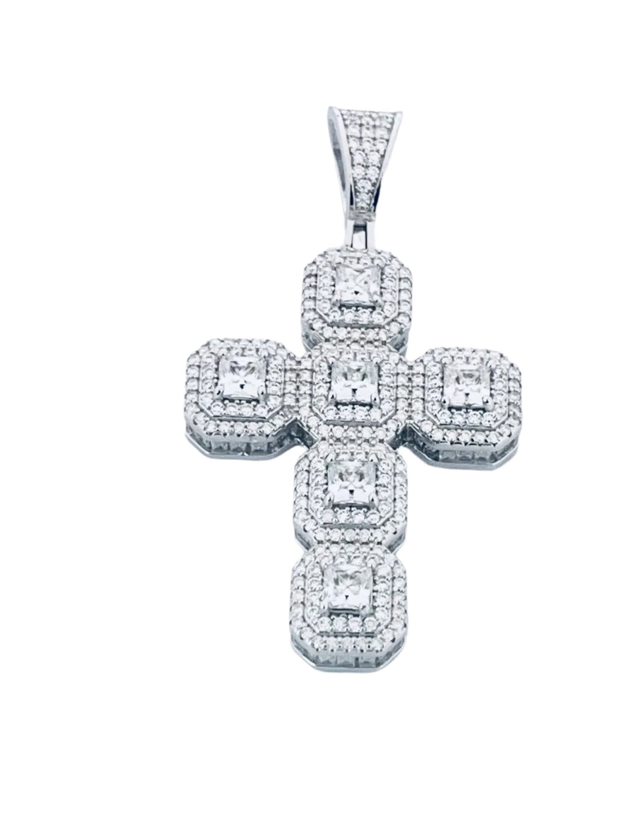 Moissanite in 925 Sterling Silver Cross Pendant