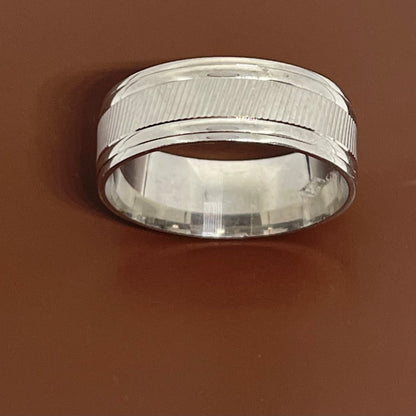Sterling Silver Diagonal Cut Diamond Cut Band