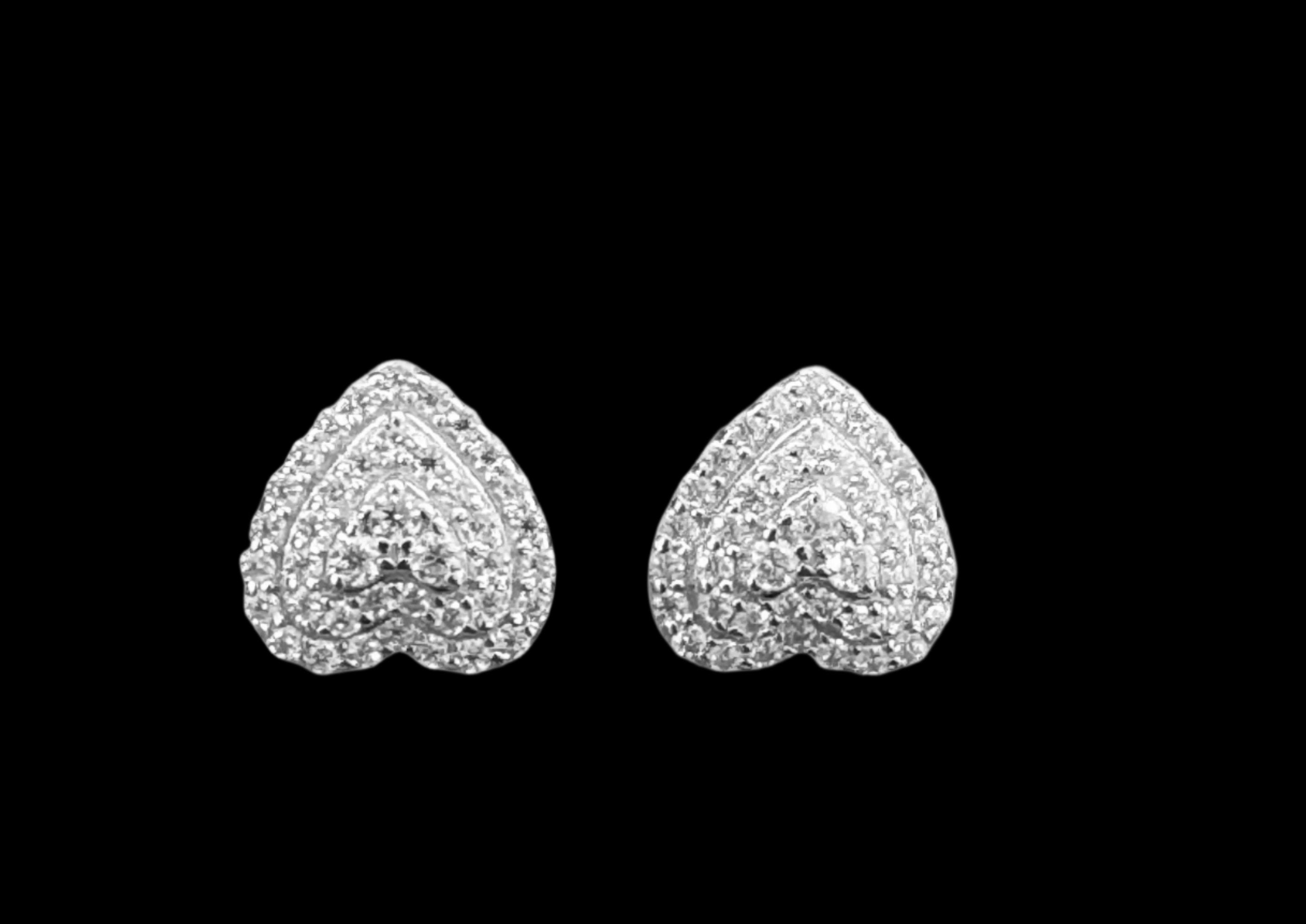 925 Sterling Silver and Moissanite Heart Stud Earrings