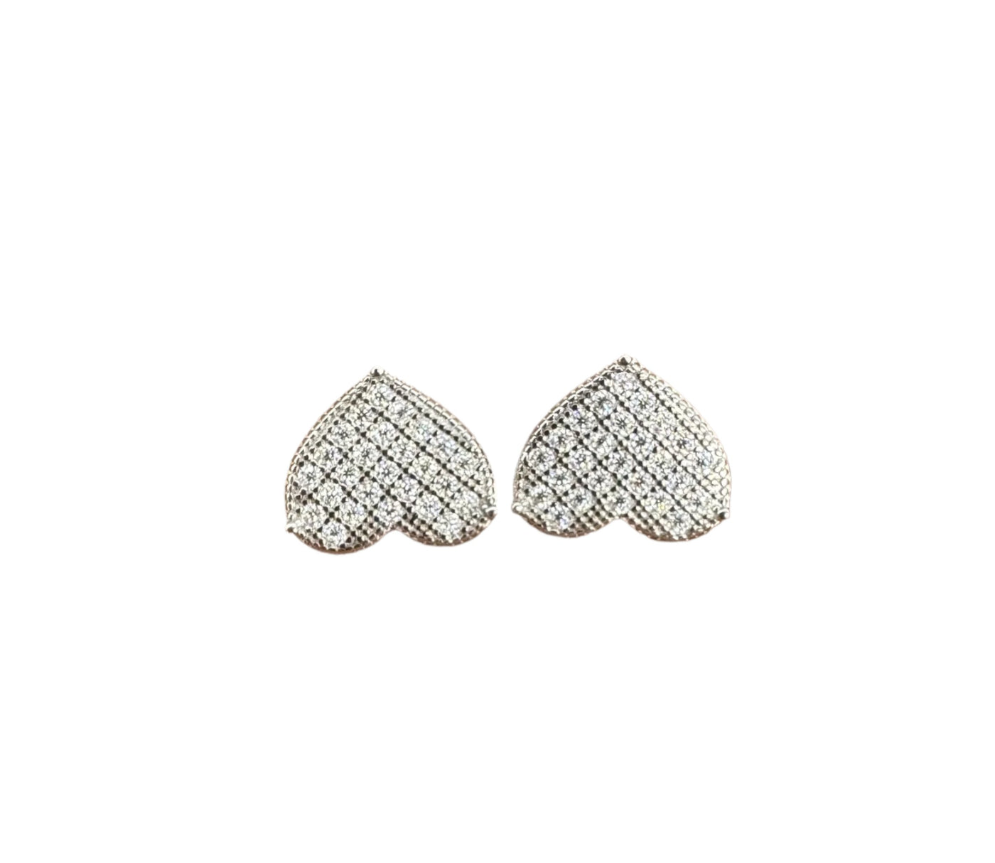 925 Sterling Silver and Moissanite Heart Stud Earrings