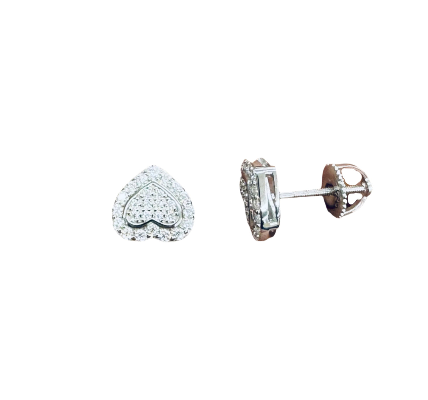 925 Sterling Silver and Moissanite Heart Stud Earrings